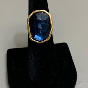 Chunky Sapphire Blue Ring with Yellow Gold Band